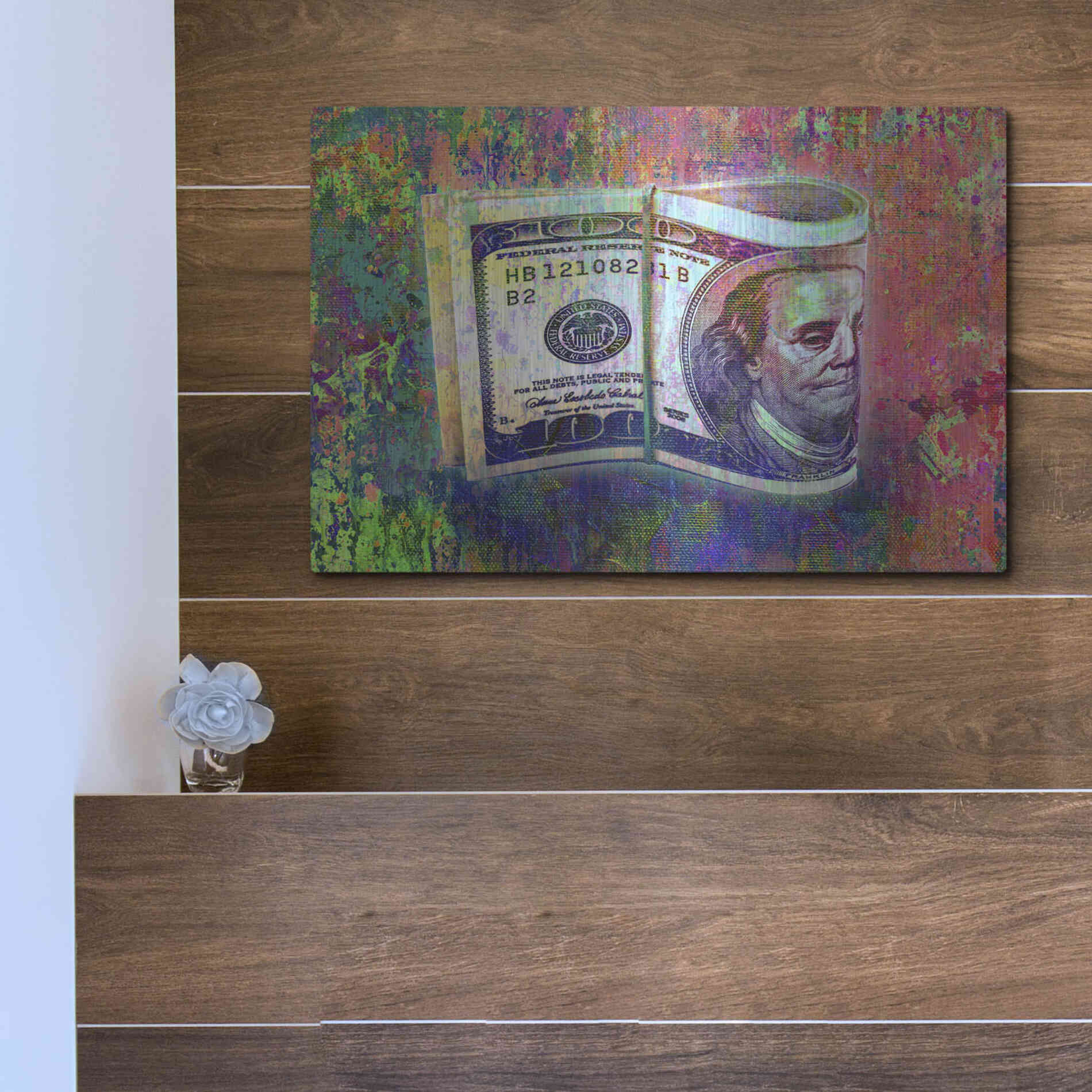 Luxe Metal Art 'Fat Stacks,' by Luxe Portfolio, Metal Wall Art,16x12