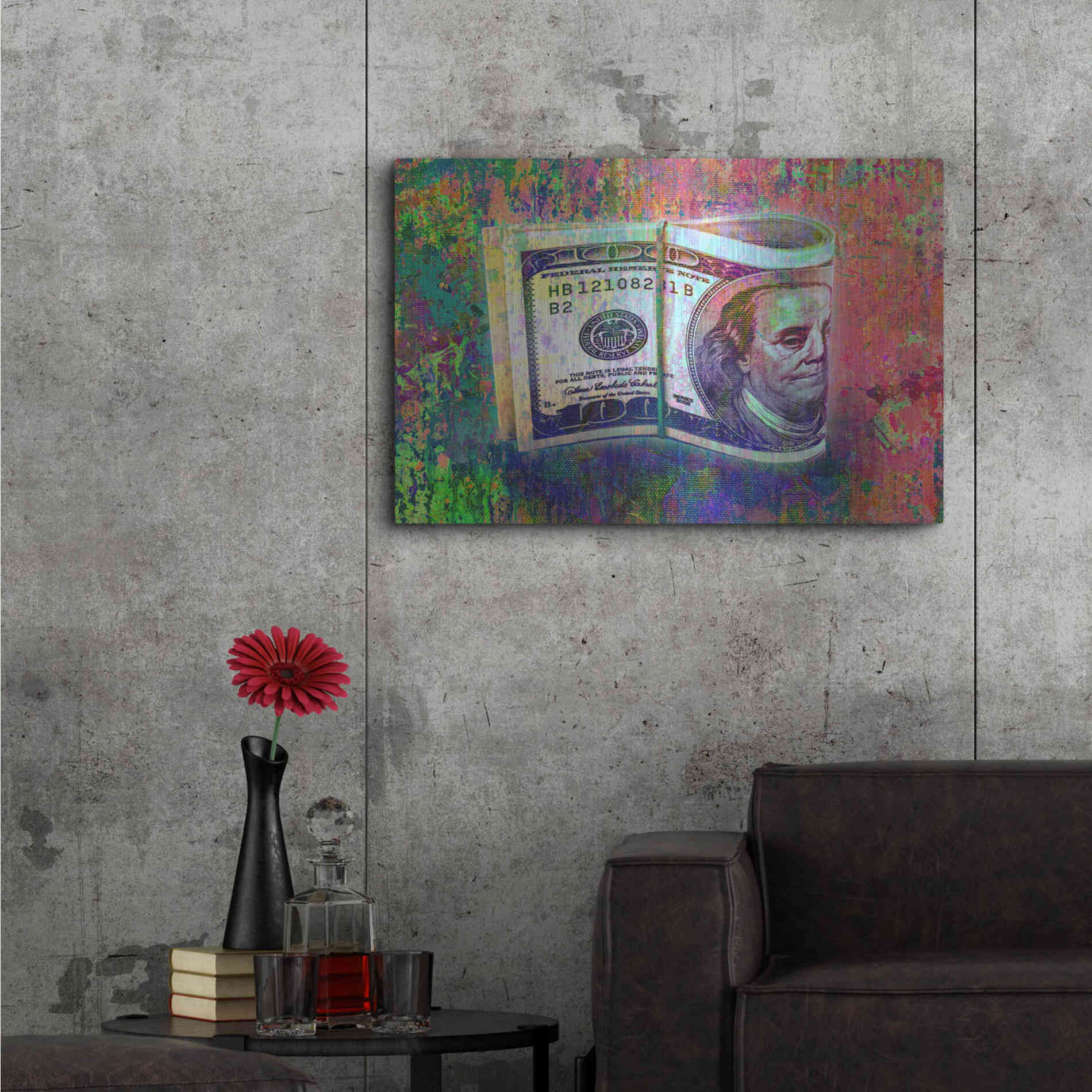 Luxe Metal Art 'Fat Stacks,' by Luxe Portfolio, Metal Wall Art,36x24