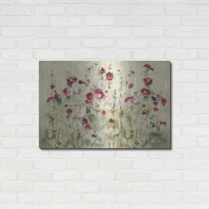 Luxe Metal Art 'Hollyhocks Row Cool' by Cheri Blum, Metal Wall Art,36x24