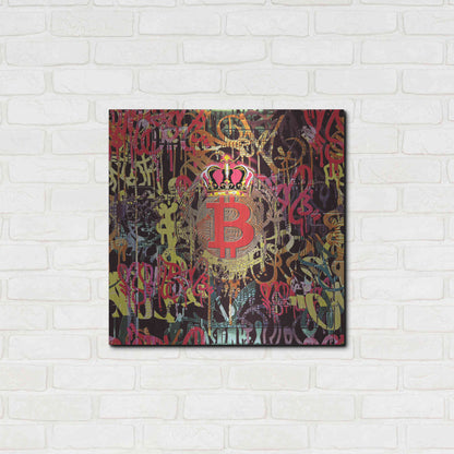Luxe Metal Art 'Bitcoin Graffiti Art 6' by Irena Orlov, Metal Wall Art,24x24