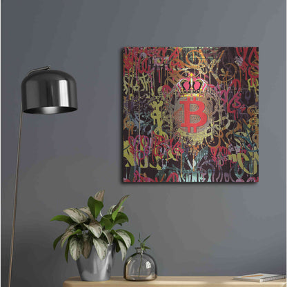 Luxe Metal Art 'Bitcoin Graffiti Art 6' by Irena Orlov, Metal Wall Art,24x24