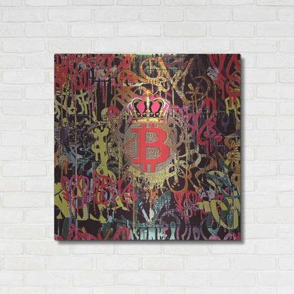 Luxe Metal Art 'Bitcoin Graffiti Art 6' by Irena Orlov, Metal Wall Art,36x36