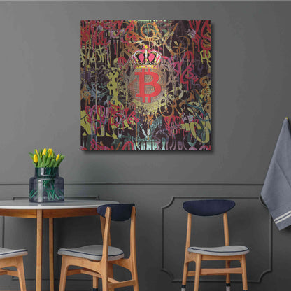 Luxe Metal Art 'Bitcoin Graffiti Art 6' by Irena Orlov, Metal Wall Art,36x36
