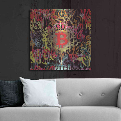 Luxe Metal Art 'Bitcoin Graffiti Art 6' by Irena Orlov, Metal Wall Art,36x36