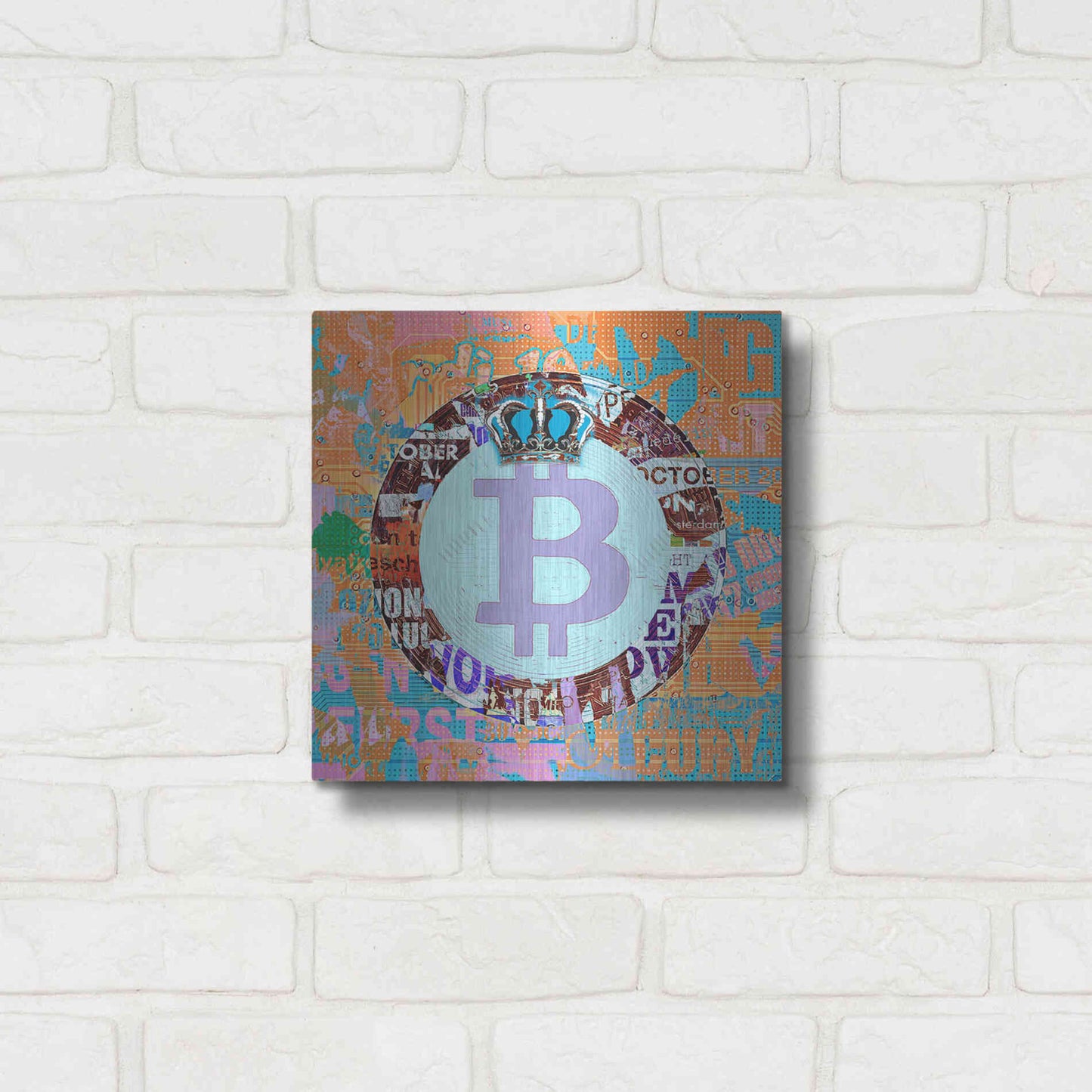 Luxe Metal Art 'Bitcoin Cryptocurrency 2-1' by Irena Orlov, Metal Wall Art,12x12