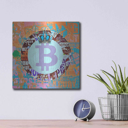 Luxe Metal Art 'Bitcoin Cryptocurrency 2-1' by Irena Orlov, Metal Wall Art,12x12