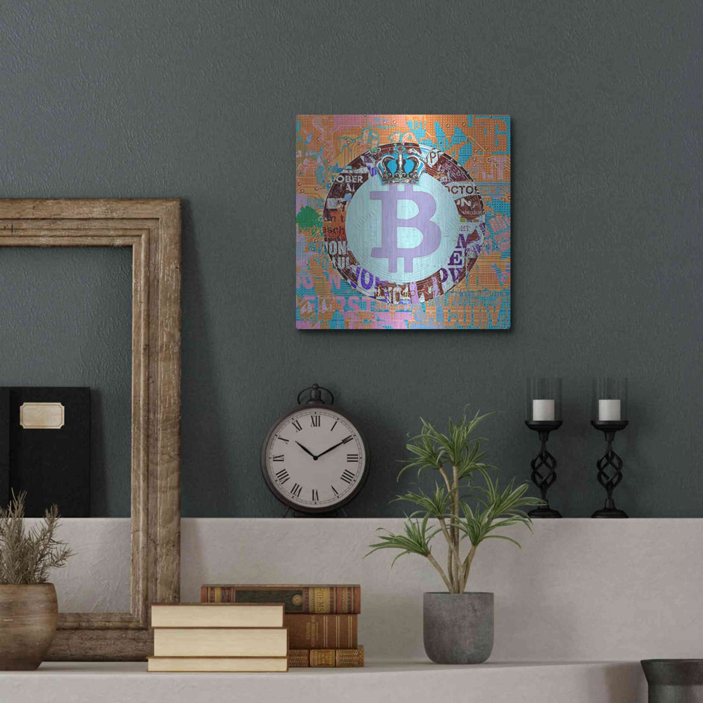 Luxe Metal Art 'Bitcoin Cryptocurrency 2-1' by Irena Orlov, Metal Wall Art,12x12