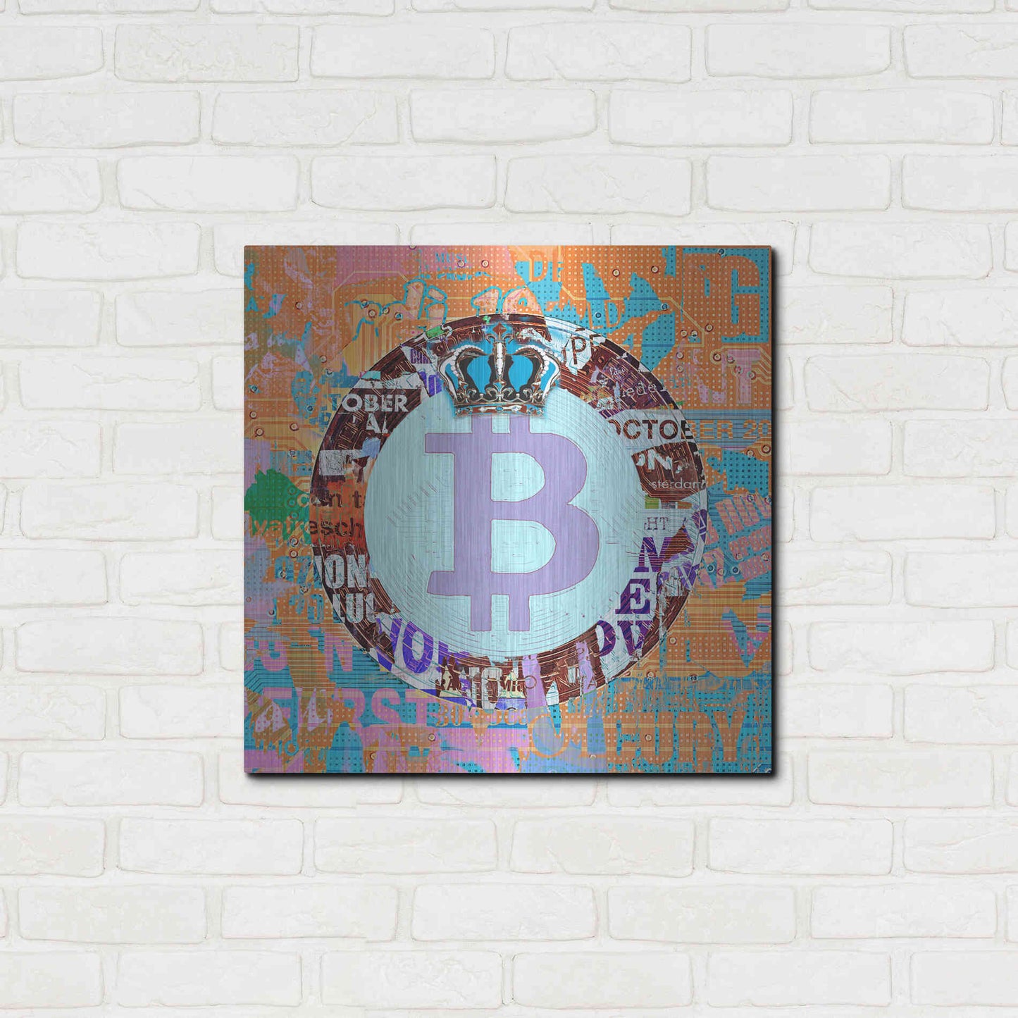 Luxe Metal Art 'Bitcoin Cryptocurrency 2-1' by Irena Orlov, Metal Wall Art,24x24