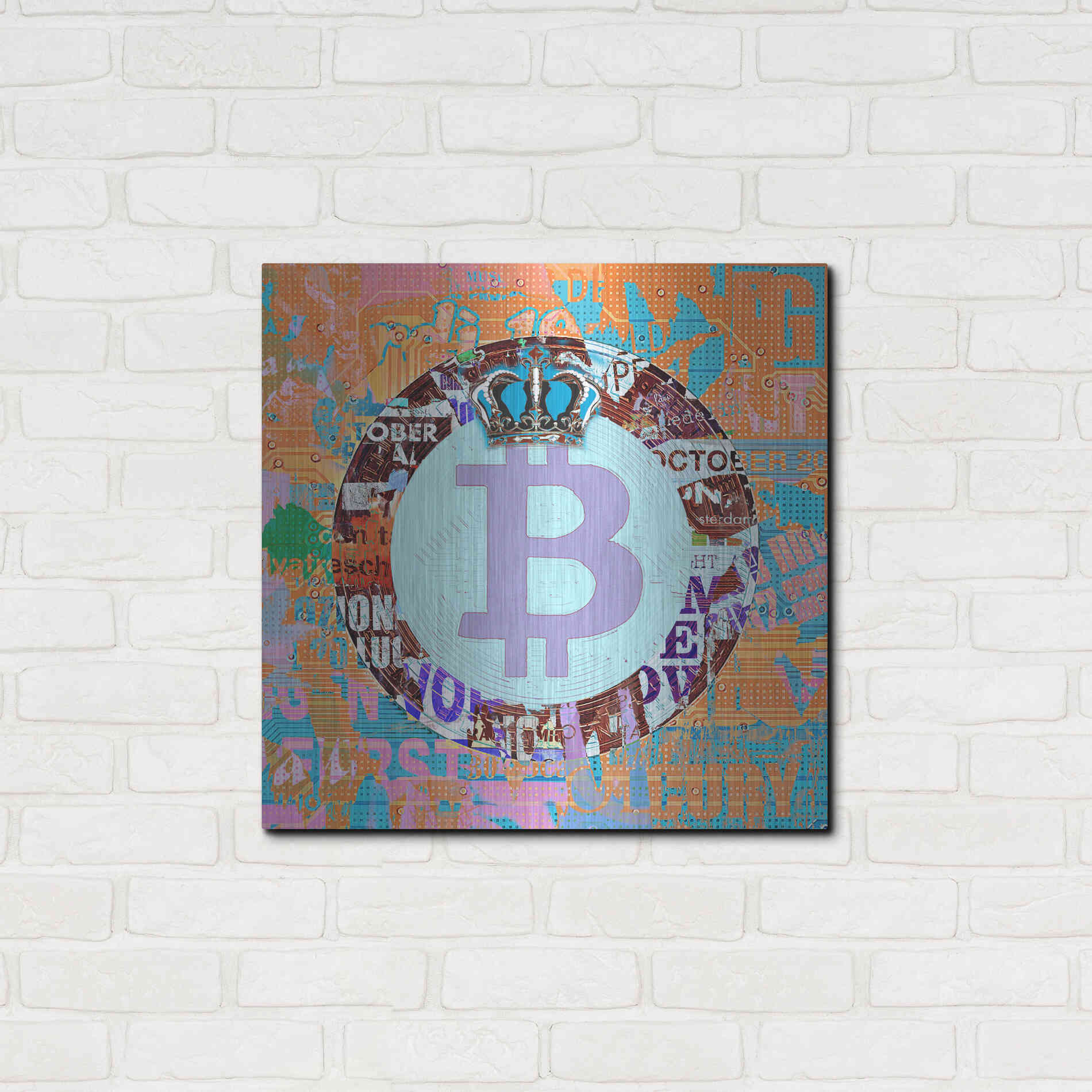 Luxe Metal Art 'Bitcoin Cryptocurrency 2-1' by Irena Orlov, Metal Wall Art,24x24
