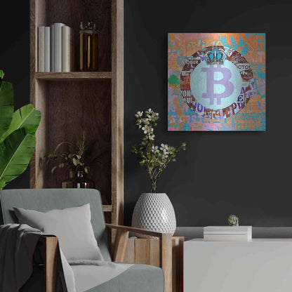 Luxe Metal Art 'Bitcoin Cryptocurrency 2-1' by Irena Orlov, Metal Wall Art,24x24