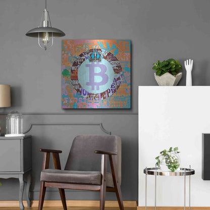 Luxe Metal Art 'Bitcoin Cryptocurrency 2-1' by Irena Orlov, Metal Wall Art,24x24