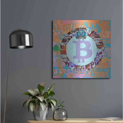 Luxe Metal Art 'Bitcoin Cryptocurrency 2-1' by Irena Orlov, Metal Wall Art,24x24