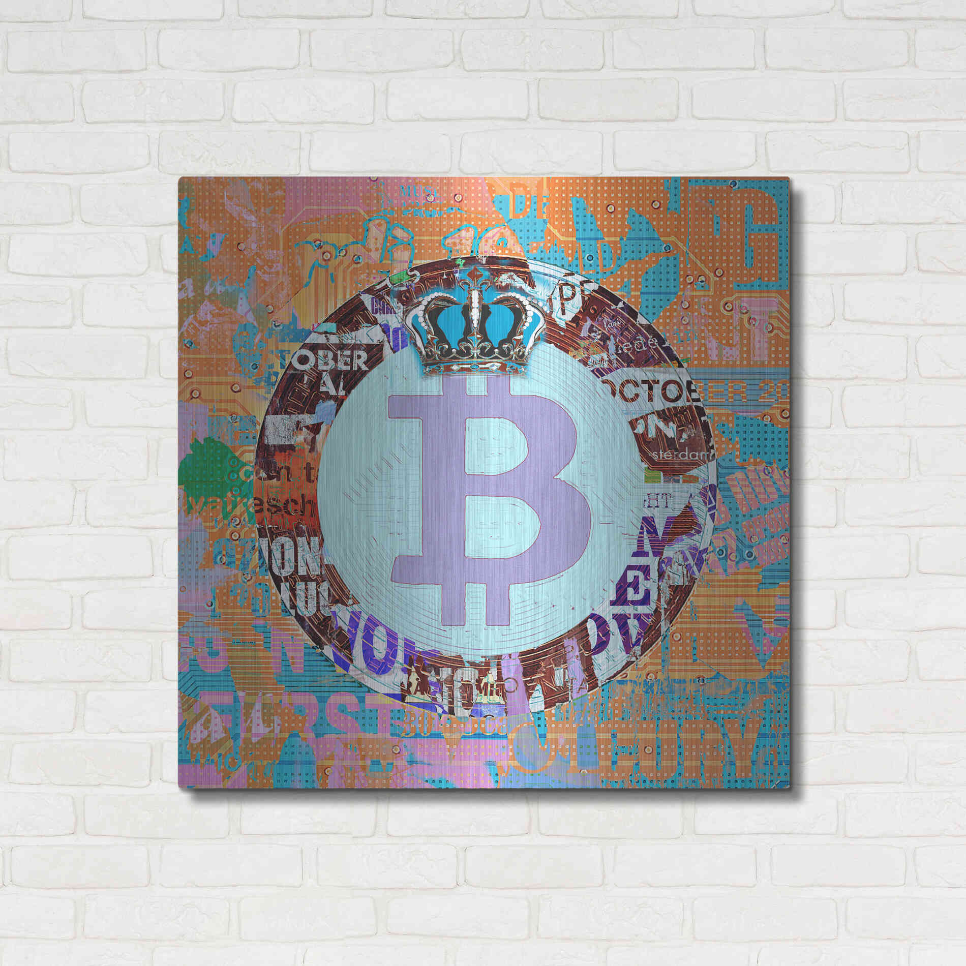 Luxe Metal Art 'Bitcoin Cryptocurrency 2-1' by Irena Orlov, Metal Wall Art,36x36