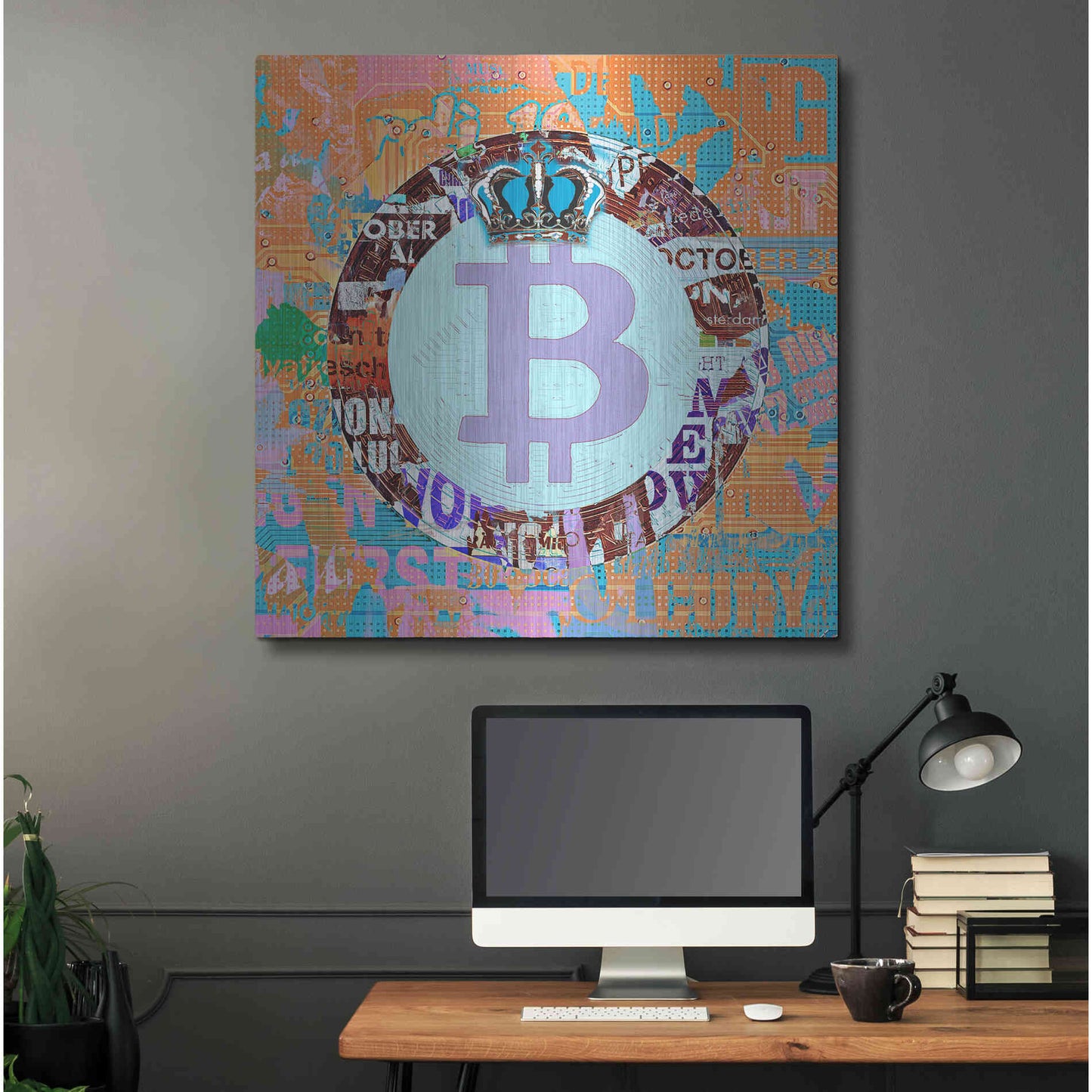 Luxe Metal Art 'Bitcoin Cryptocurrency 2-1' by Irena Orlov, Metal Wall Art,36x36