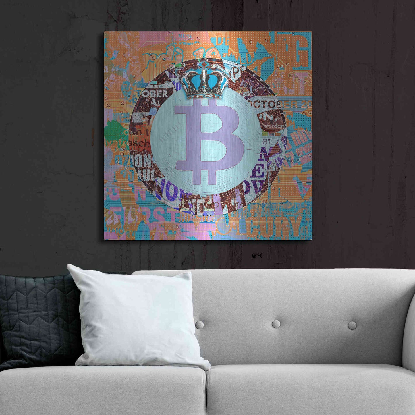 Luxe Metal Art 'Bitcoin Cryptocurrency 2-1' by Irena Orlov, Metal Wall Art,36x36