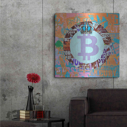 Luxe Metal Art 'Bitcoin Cryptocurrency 2-1' by Irena Orlov, Metal Wall Art,36x36