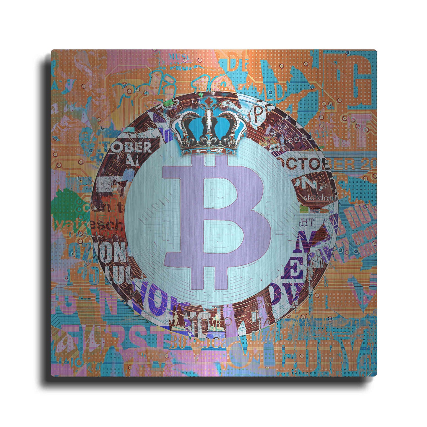 Luxe Metal Art 'Bitcoin Cryptocurrency 2-1' by Irena Orlov, Metal Wall Art