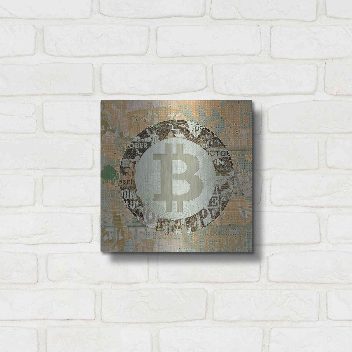 Luxe Metal Art 'Bitcoin Cryptocurrency 2-3' by Irena Orlov, Metal Wall Art,12x12