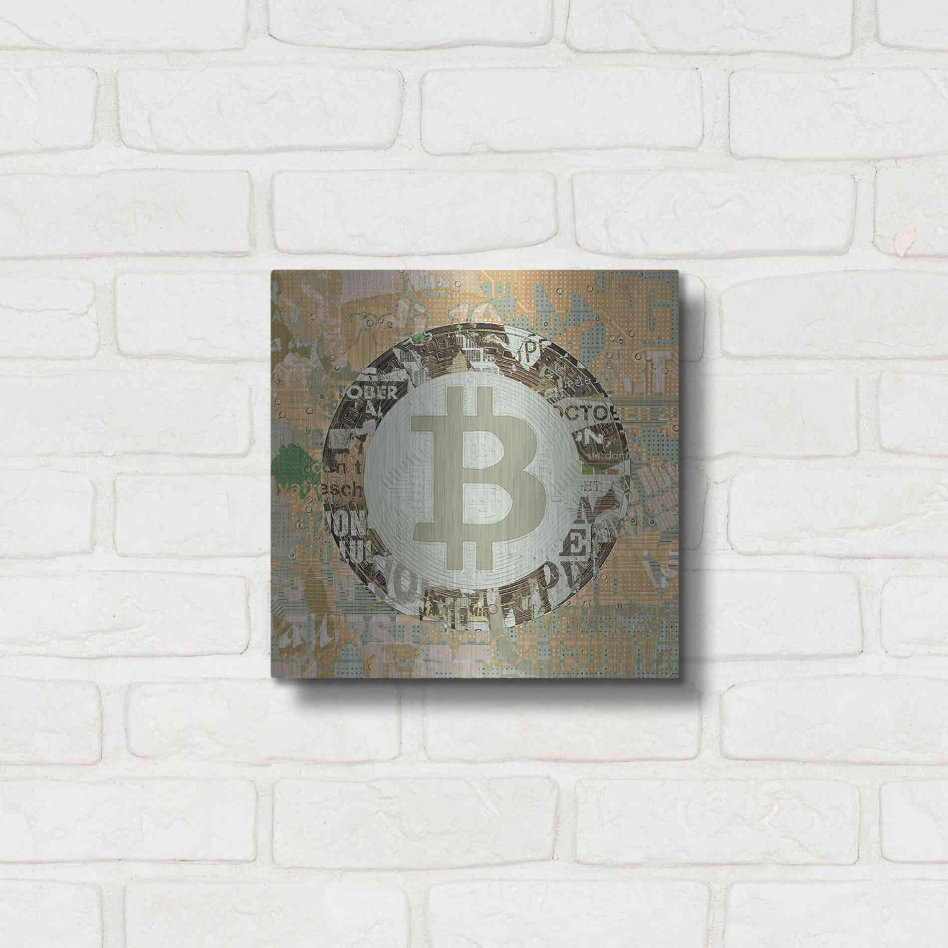 Luxe Metal Art 'Bitcoin Cryptocurrency 2-3' by Irena Orlov, Metal Wall Art,12x12