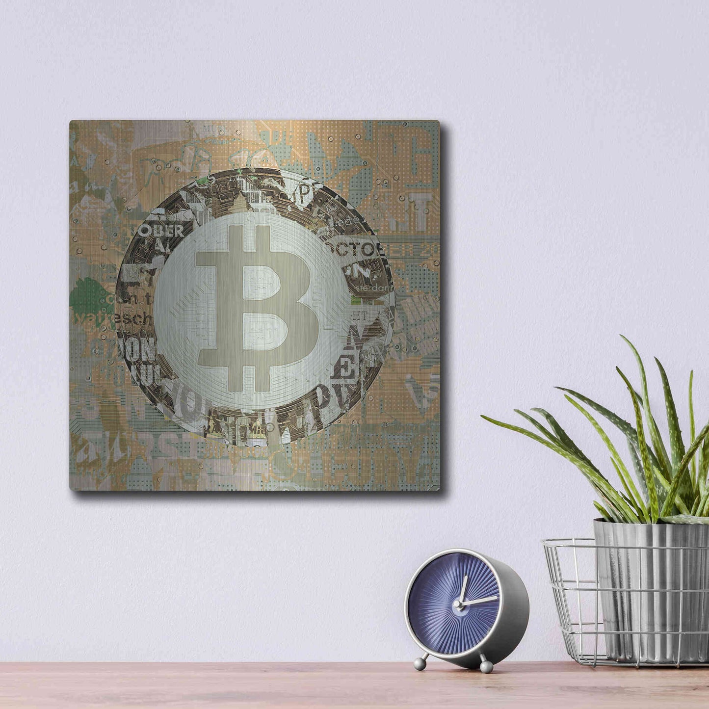 Luxe Metal Art 'Bitcoin Cryptocurrency 2-3' by Irena Orlov, Metal Wall Art,12x12