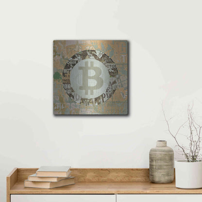 Luxe Metal Art 'Bitcoin Cryptocurrency 2-3' by Irena Orlov, Metal Wall Art,12x12