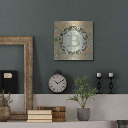 Luxe Metal Art 'Bitcoin Cryptocurrency 2-3' by Irena Orlov, Metal Wall Art,12x12