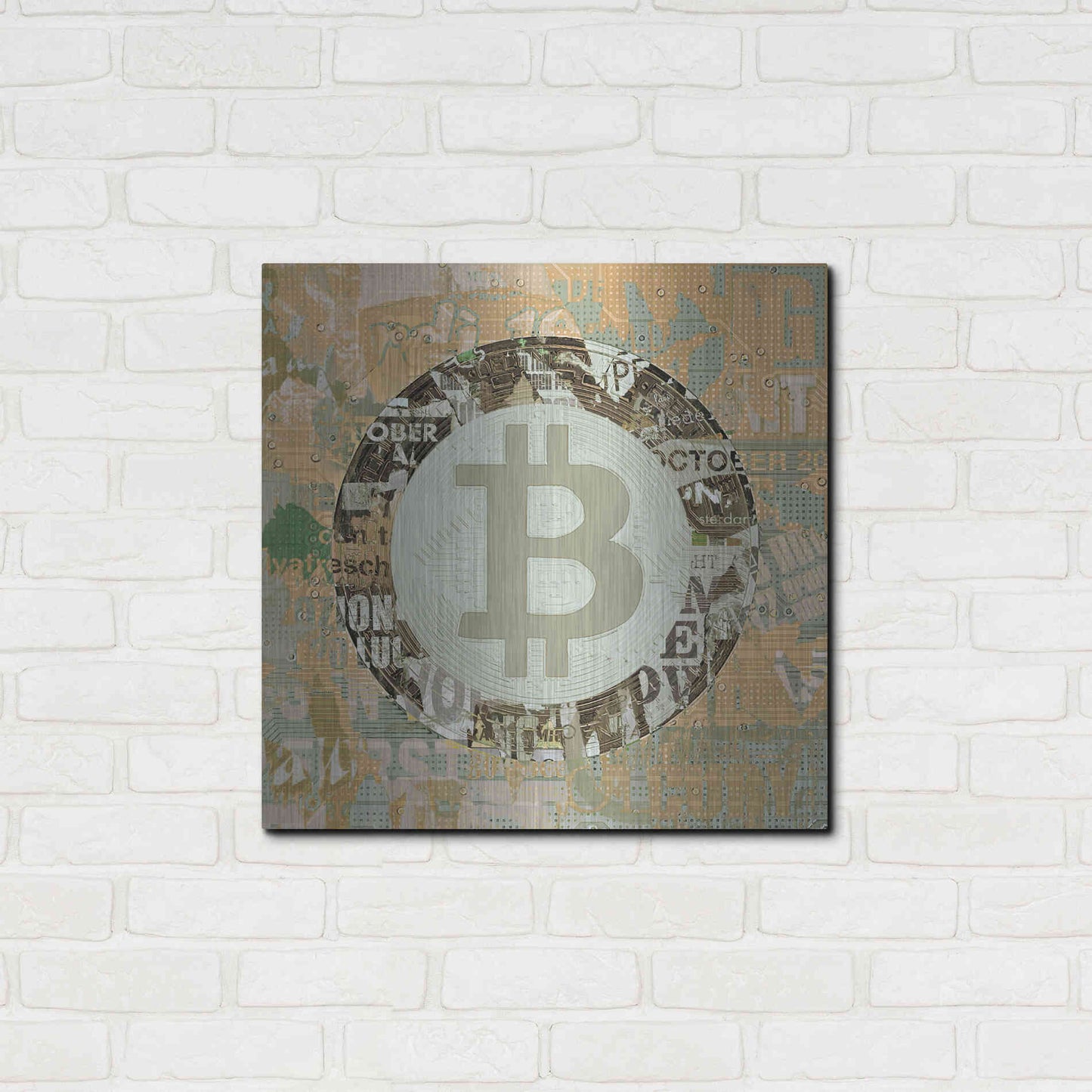 Luxe Metal Art 'Bitcoin Cryptocurrency 2-3' by Irena Orlov, Metal Wall Art,24x24