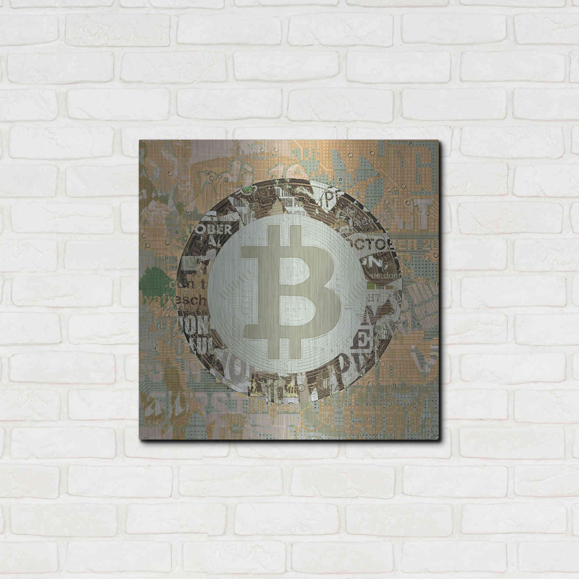 Luxe Metal Art 'Bitcoin Cryptocurrency 2-3' by Irena Orlov, Metal Wall Art,24x24