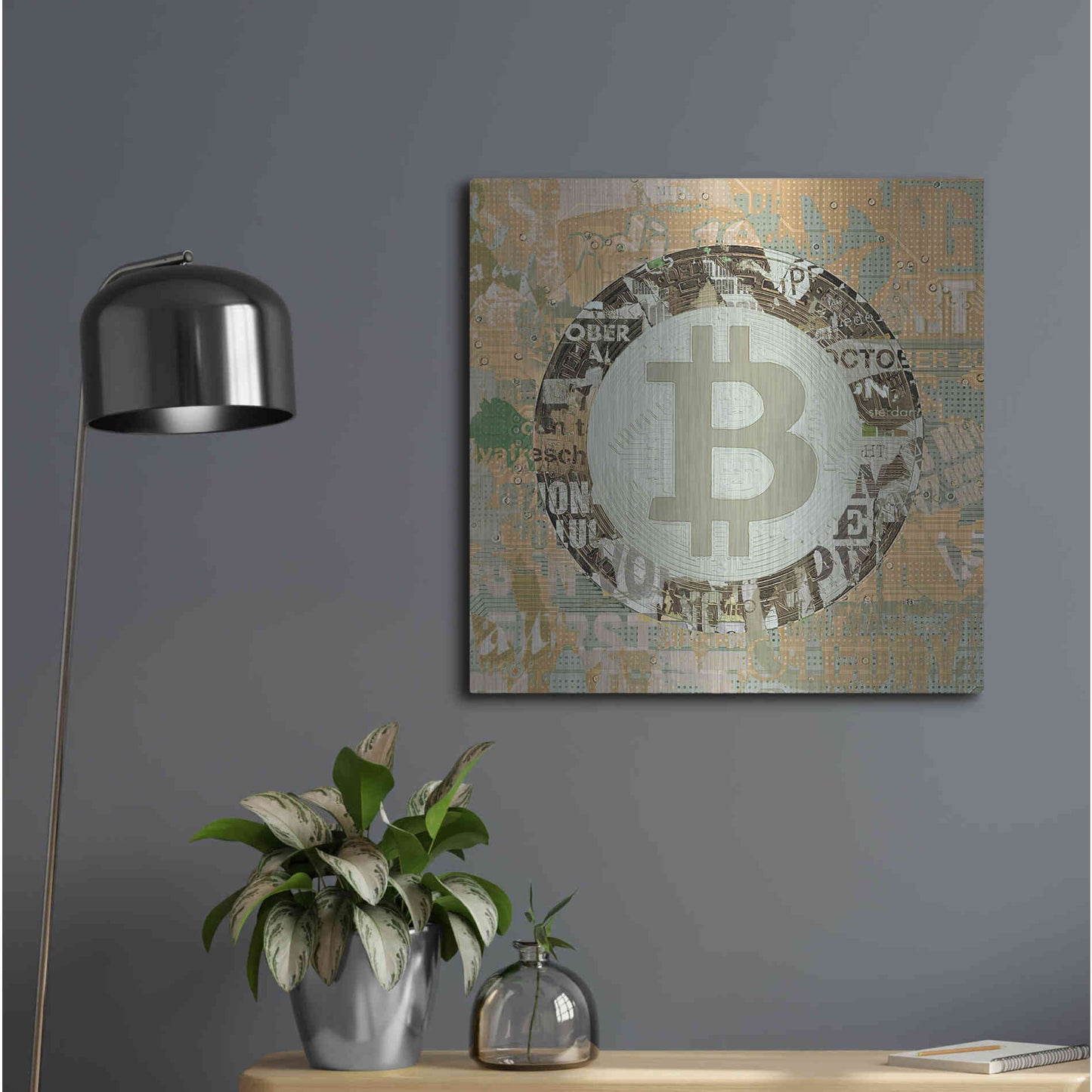 Luxe Metal Art 'Bitcoin Cryptocurrency 2-3' by Irena Orlov, Metal Wall Art,24x24