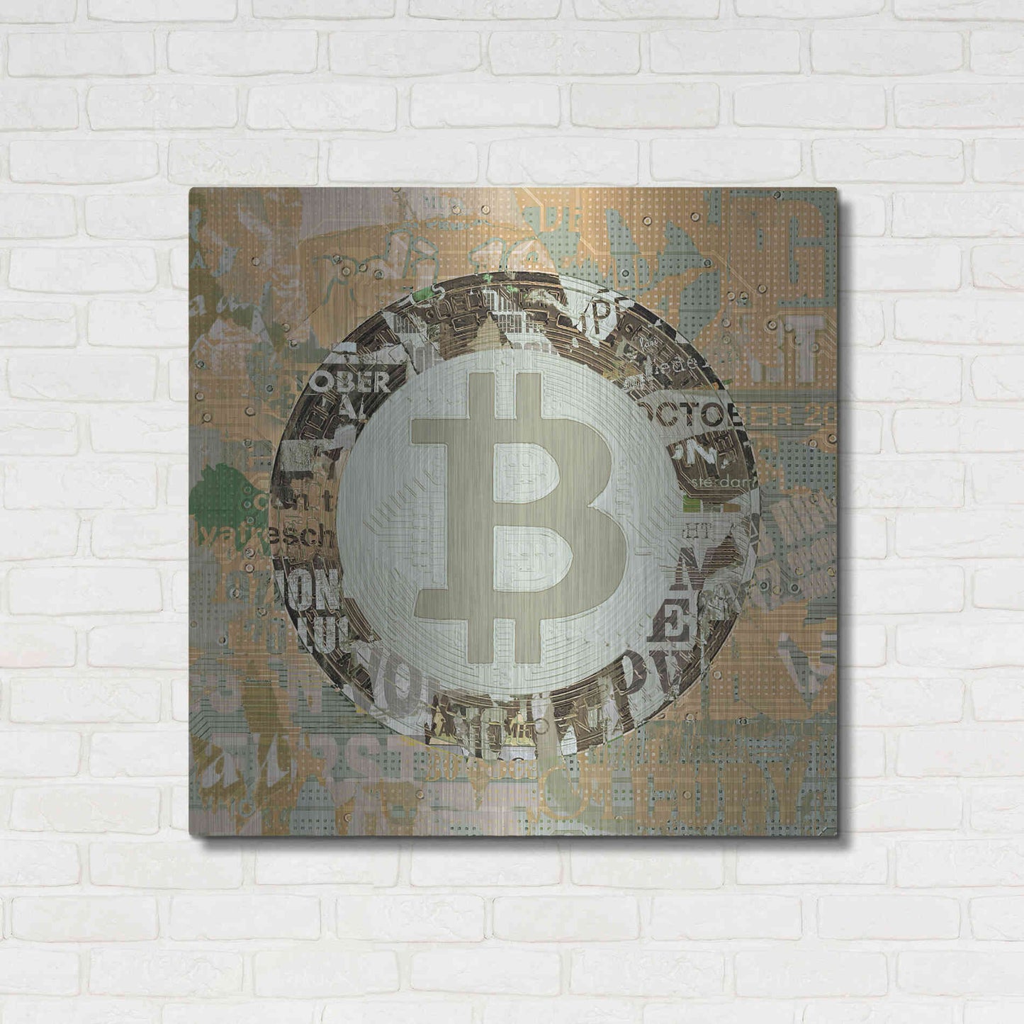 Luxe Metal Art 'Bitcoin Cryptocurrency 2-3' by Irena Orlov, Metal Wall Art,36x36