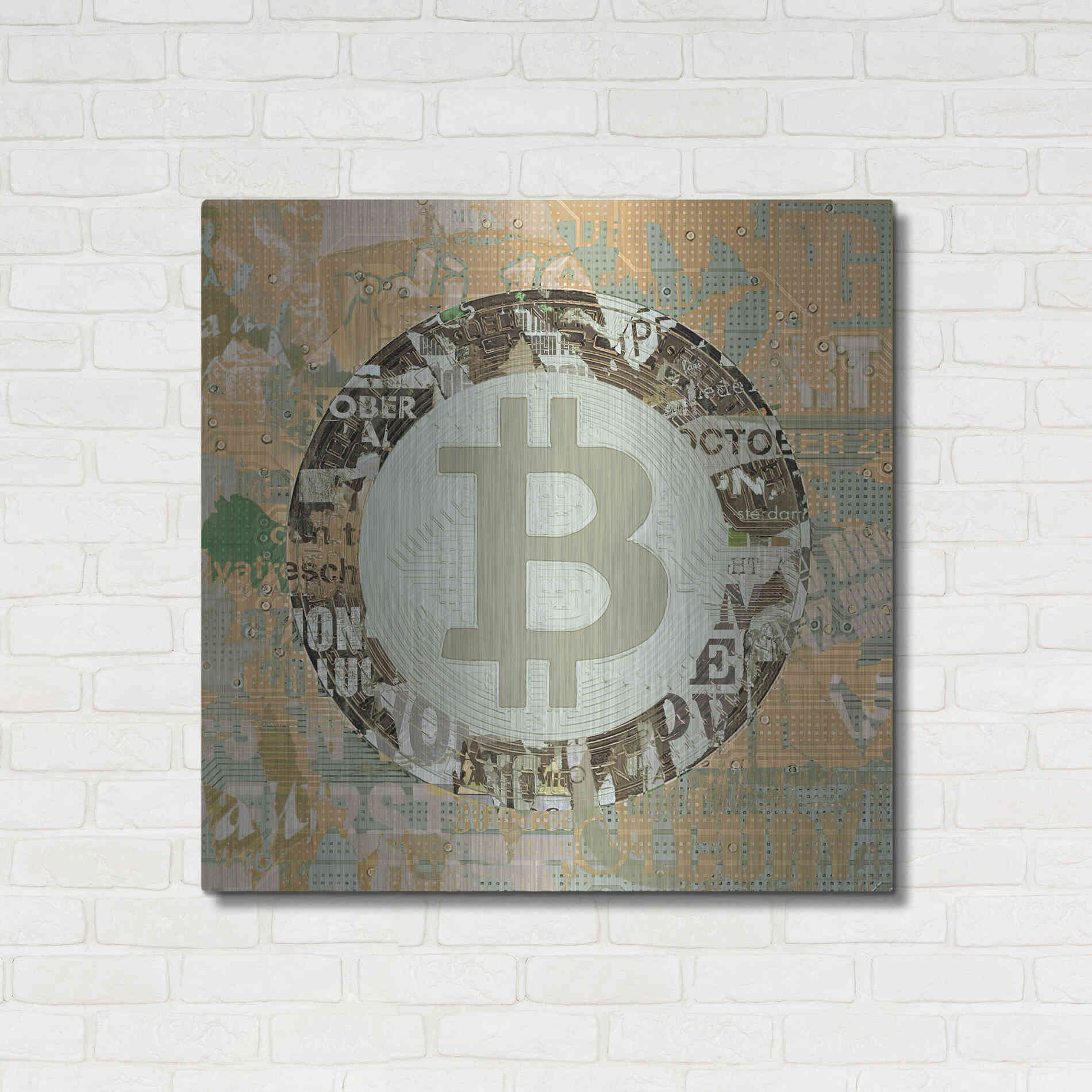 Luxe Metal Art 'Bitcoin Cryptocurrency 2-3' by Irena Orlov, Metal Wall Art,36x36