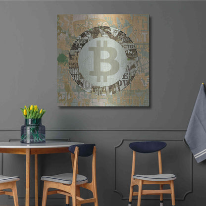 Luxe Metal Art 'Bitcoin Cryptocurrency 2-3' by Irena Orlov, Metal Wall Art,36x36