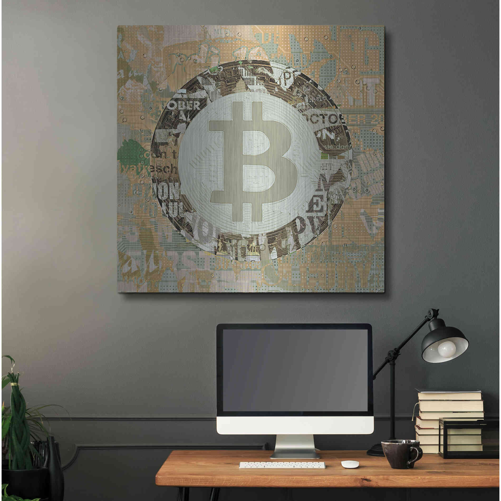 Luxe Metal Art 'Bitcoin Cryptocurrency 2-3' by Irena Orlov, Metal Wall Art,36x36