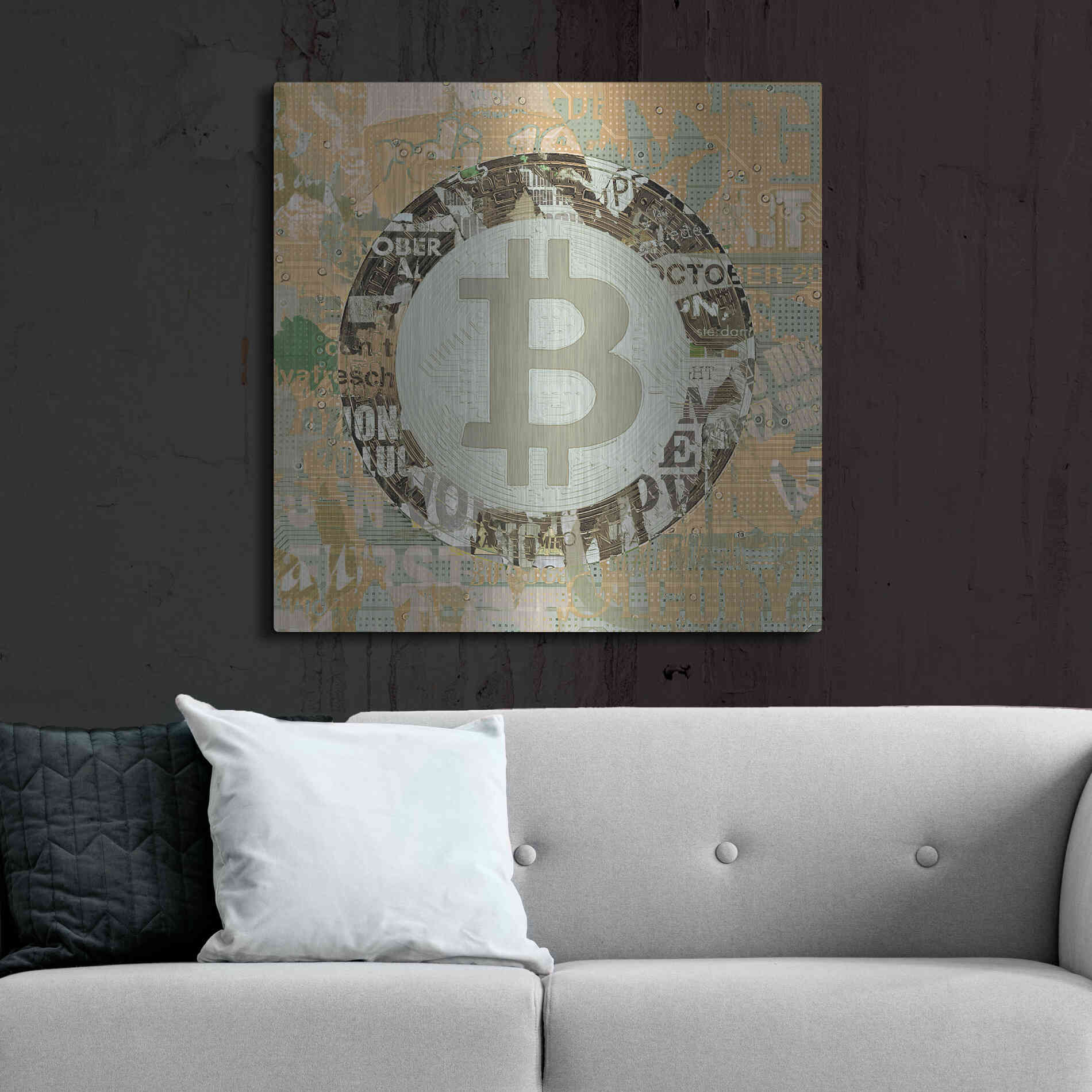 Luxe Metal Art 'Bitcoin Cryptocurrency 2-3' by Irena Orlov, Metal Wall Art,36x36