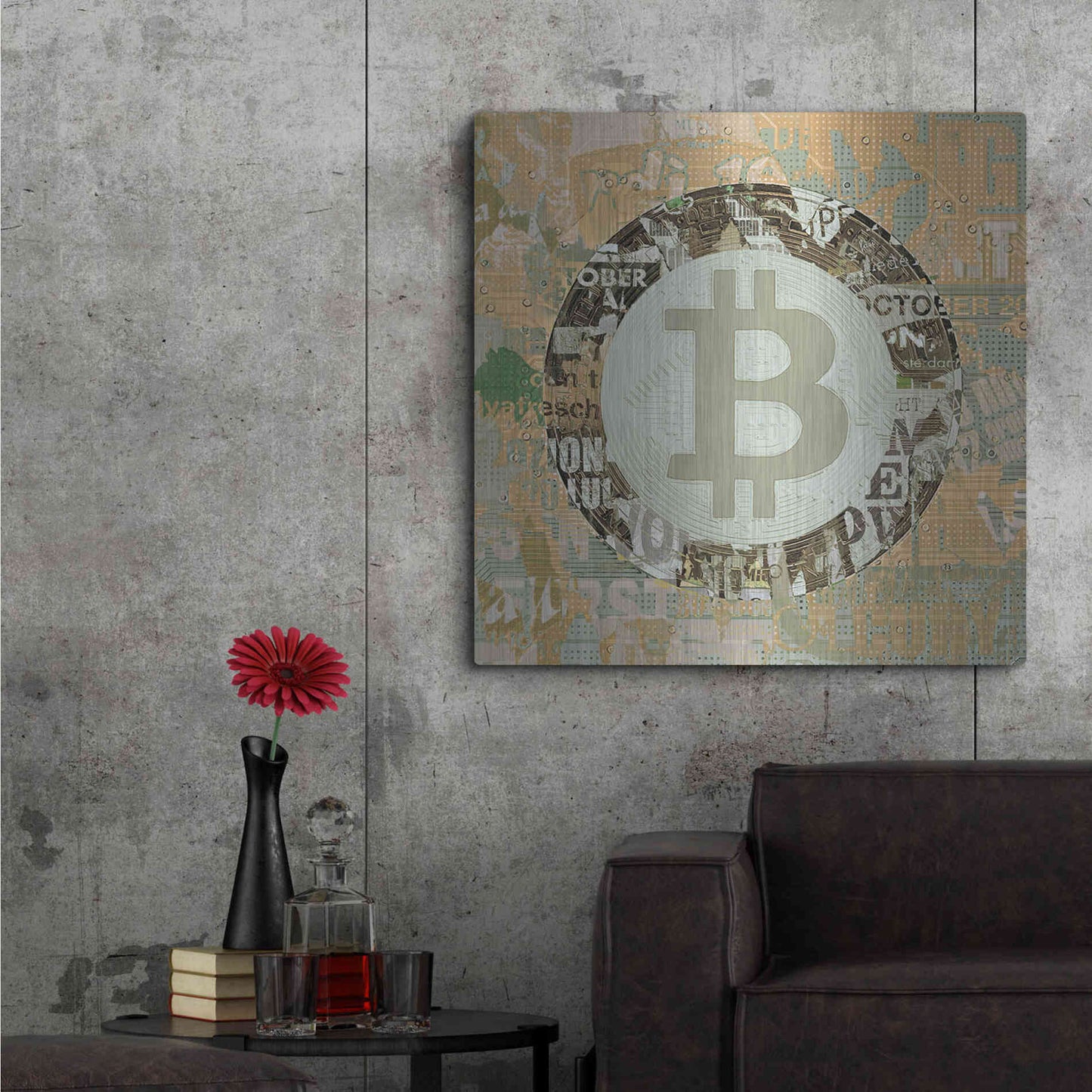 Luxe Metal Art 'Bitcoin Cryptocurrency 2-3' by Irena Orlov, Metal Wall Art,36x36