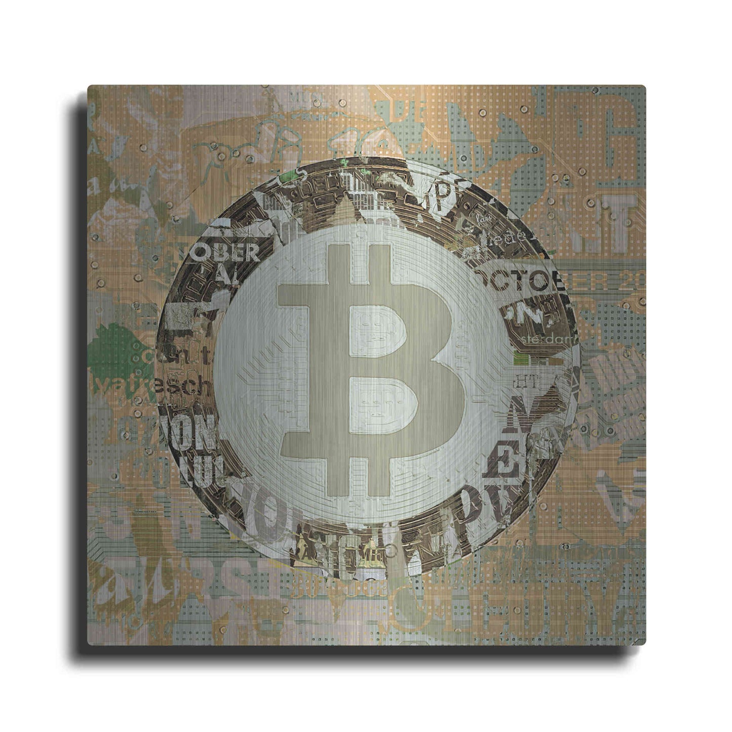 Luxe Metal Art 'Bitcoin Cryptocurrency 2-3' by Irena Orlov, Metal Wall Art