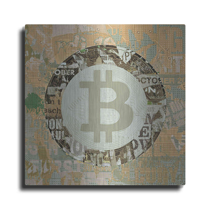 Luxe Metal Art 'Bitcoin Cryptocurrency 2-3' by Irena Orlov, Metal Wall Art