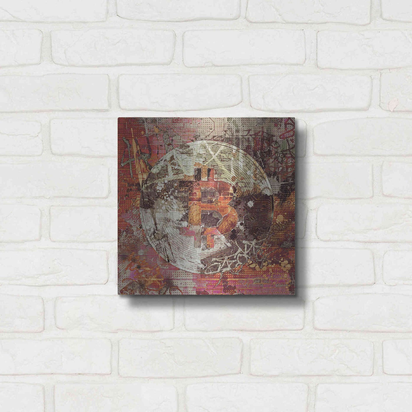 Luxe Metal Art 'Bitcoin Coin Art 6' by Irena Orlov, Metal Wall Art,12x12