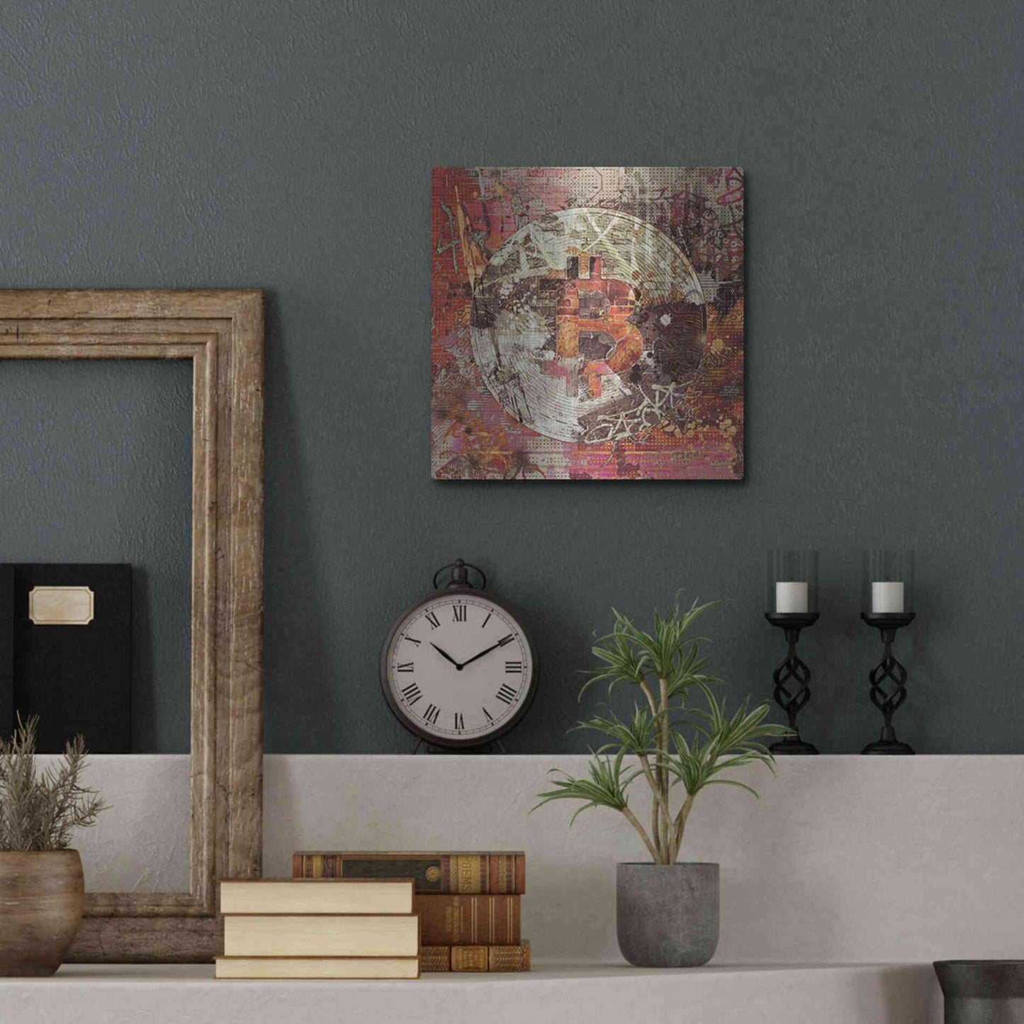 Luxe Metal Art 'Bitcoin Coin Art 6' by Irena Orlov, Metal Wall Art,12x12