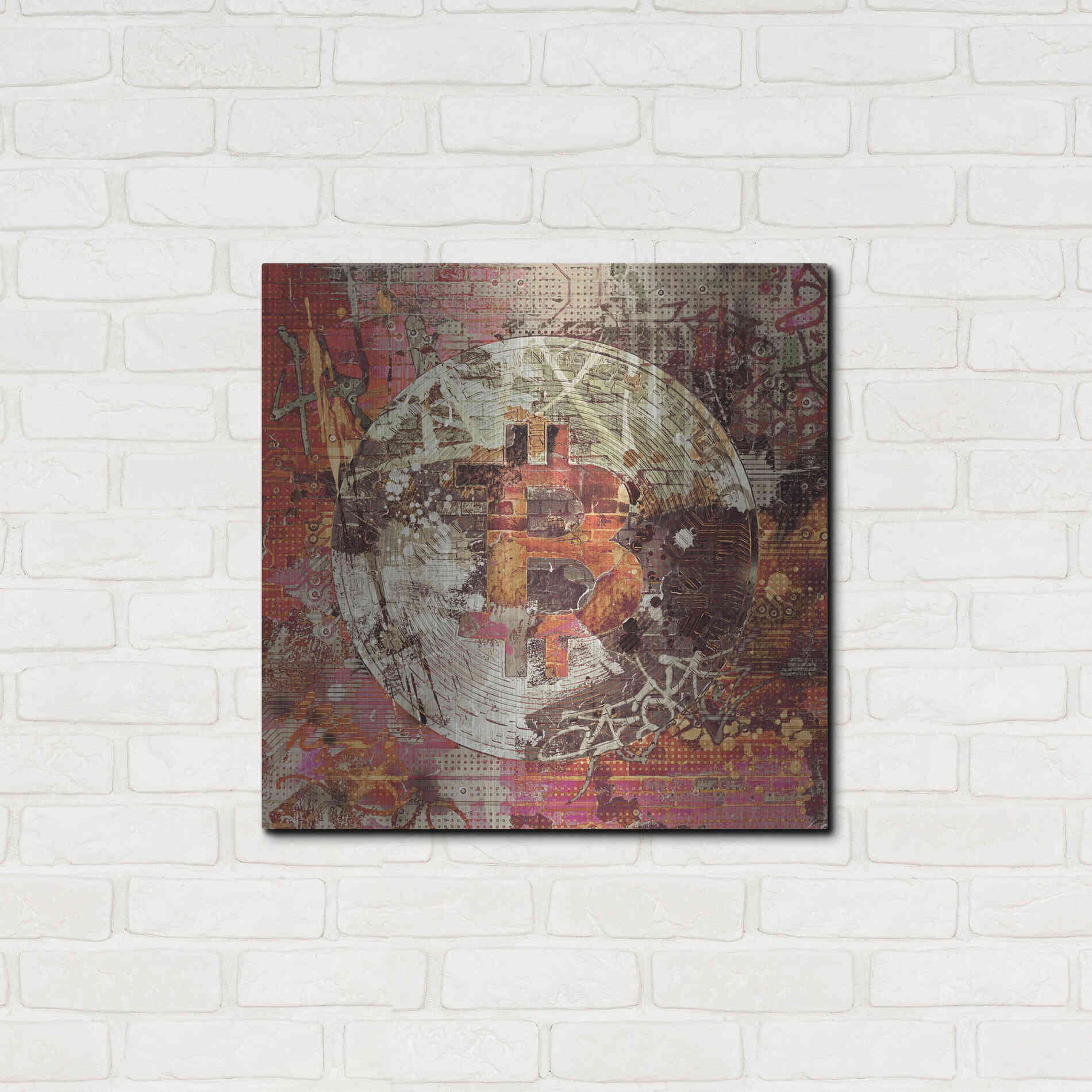 Luxe Metal Art 'Bitcoin Coin Art 6' by Irena Orlov, Metal Wall Art,24x24