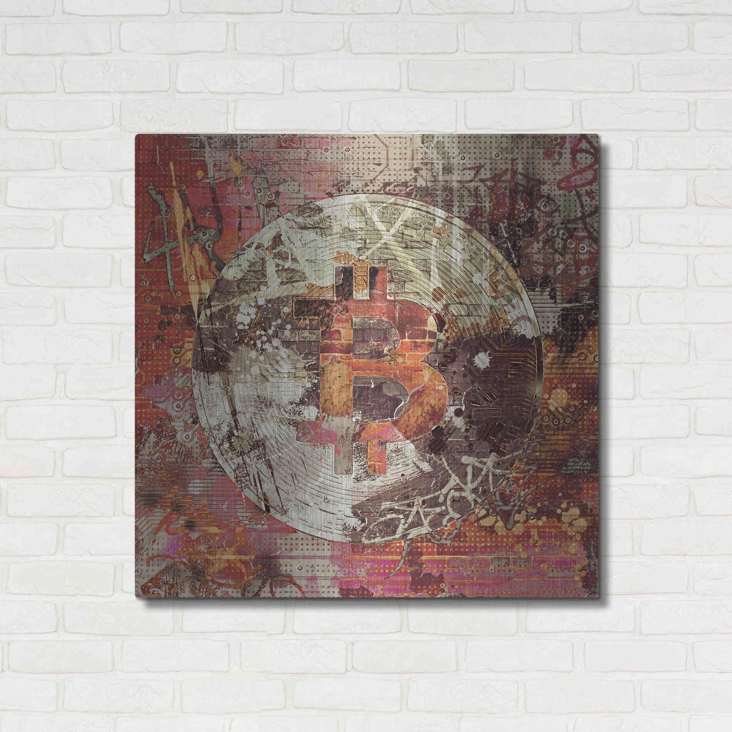 Luxe Metal Art 'Bitcoin Coin Art 6' by Irena Orlov, Metal Wall Art,36x36