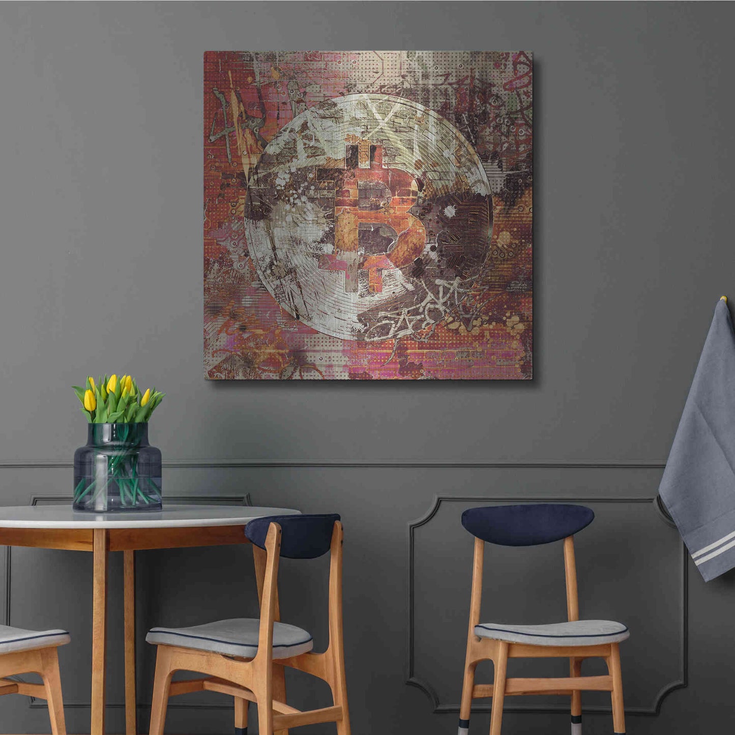 Luxe Metal Art 'Bitcoin Coin Art 6' by Irena Orlov, Metal Wall Art,36x36