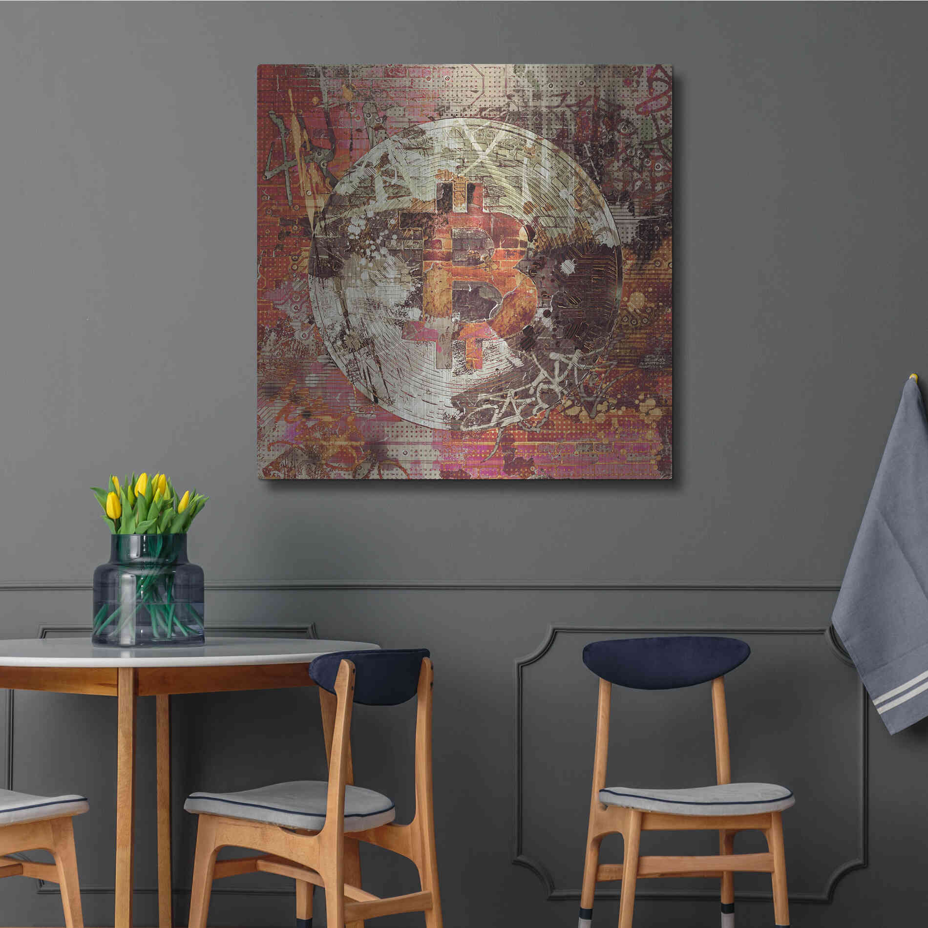 Luxe Metal Art 'Bitcoin Coin Art 6' by Irena Orlov, Metal Wall Art,36x36