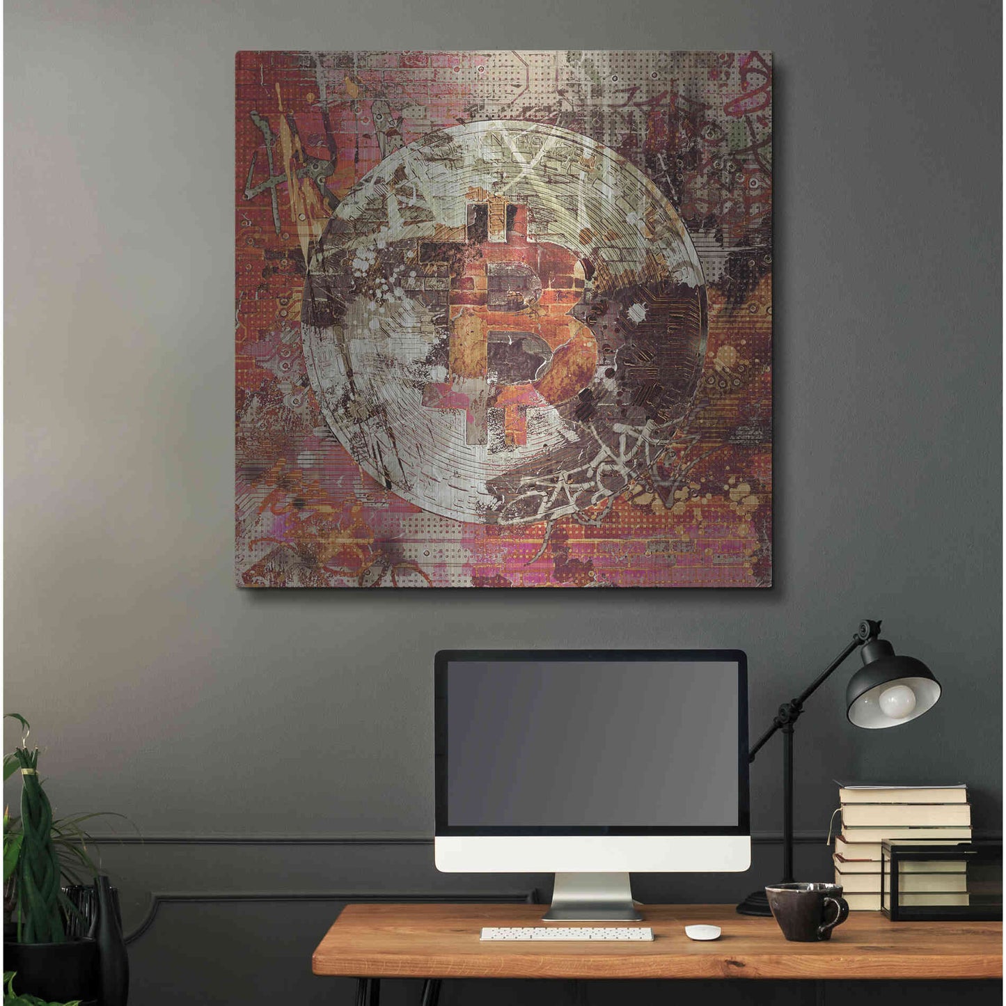 Luxe Metal Art 'Bitcoin Coin Art 6' by Irena Orlov, Metal Wall Art,36x36