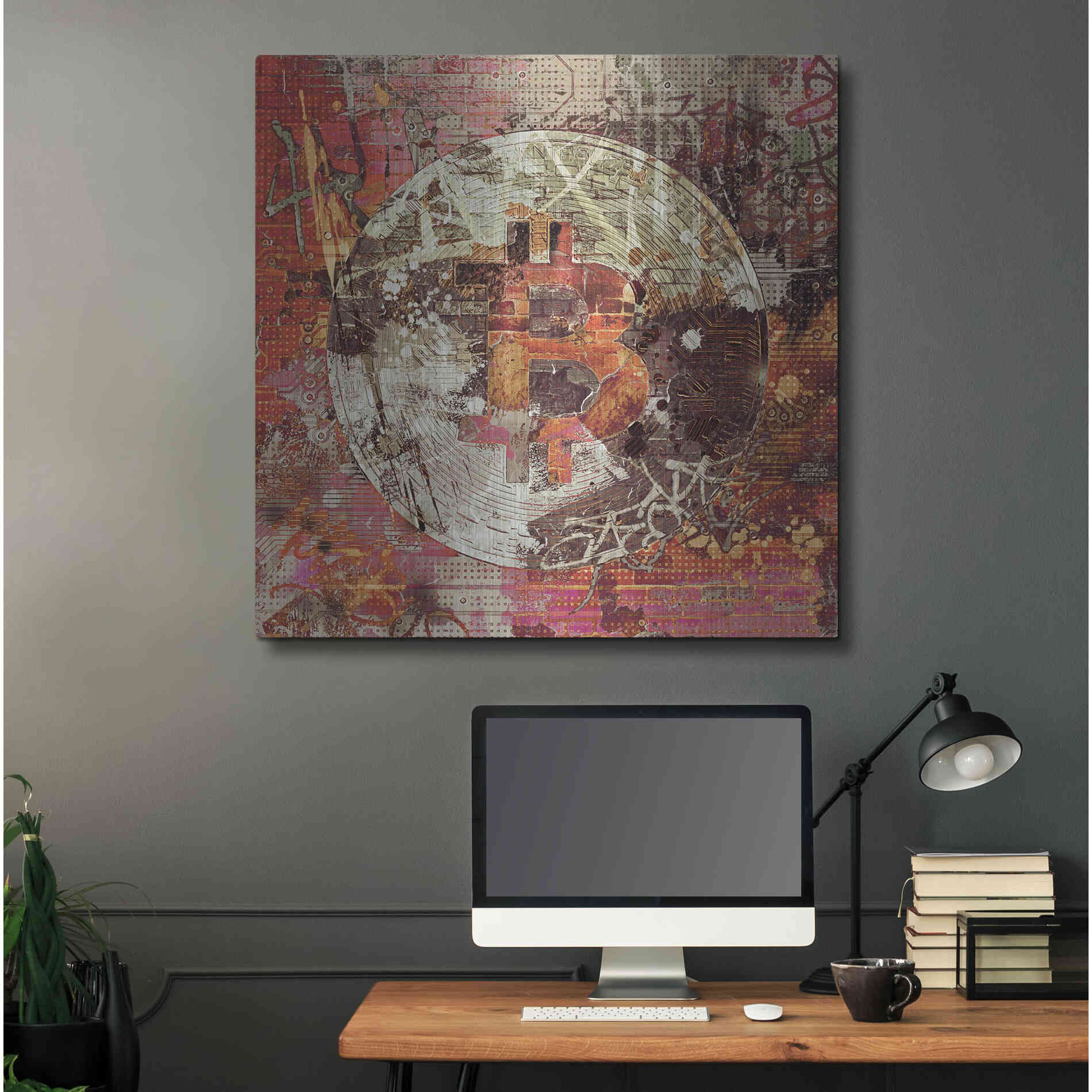 Luxe Metal Art 'Bitcoin Coin Art 6' by Irena Orlov, Metal Wall Art,36x36