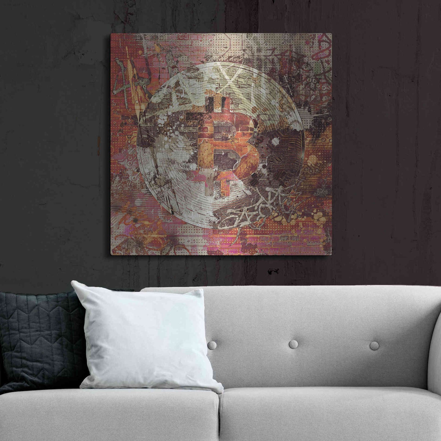 Luxe Metal Art 'Bitcoin Coin Art 6' by Irena Orlov, Metal Wall Art,36x36