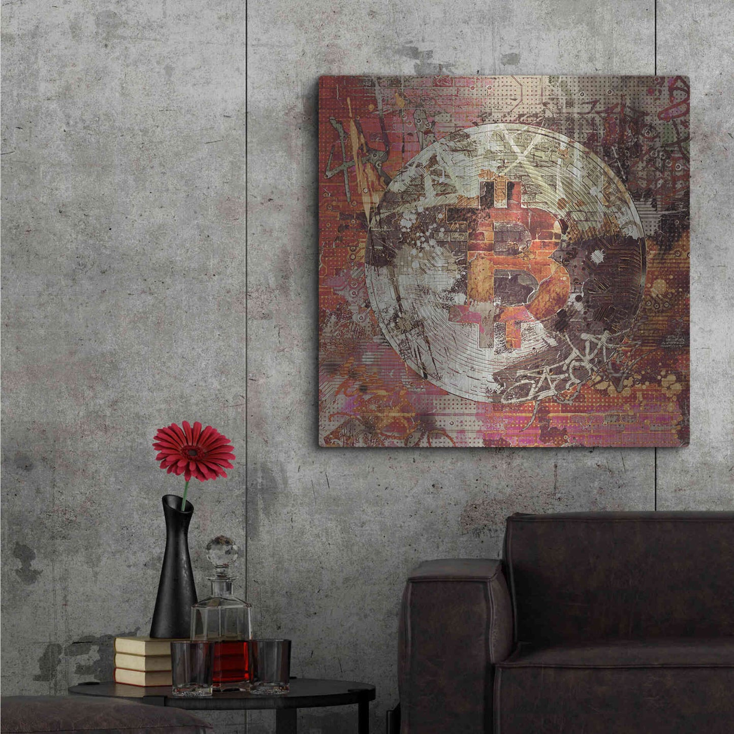 Luxe Metal Art 'Bitcoin Coin Art 6' by Irena Orlov, Metal Wall Art,36x36