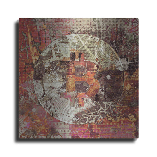 Luxe Metal Art 'Bitcoin Coin Art 6' by Irena Orlov, Metal Wall Art