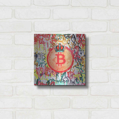 Luxe Metal Art 'Bitcoin Graffiti Art 5' by Irena Orlov, Metal Wall Art,12x12