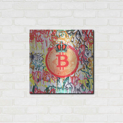 Luxe Metal Art 'Bitcoin Graffiti Art 5' by Irena Orlov, Metal Wall Art,24x24
